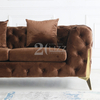 Мебельный гарнитур угловой коричневый кожаный диван